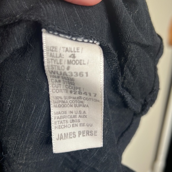 Standard James Perse top black solid cotton crewneck long sleeve xl - Picture 3 of 4
